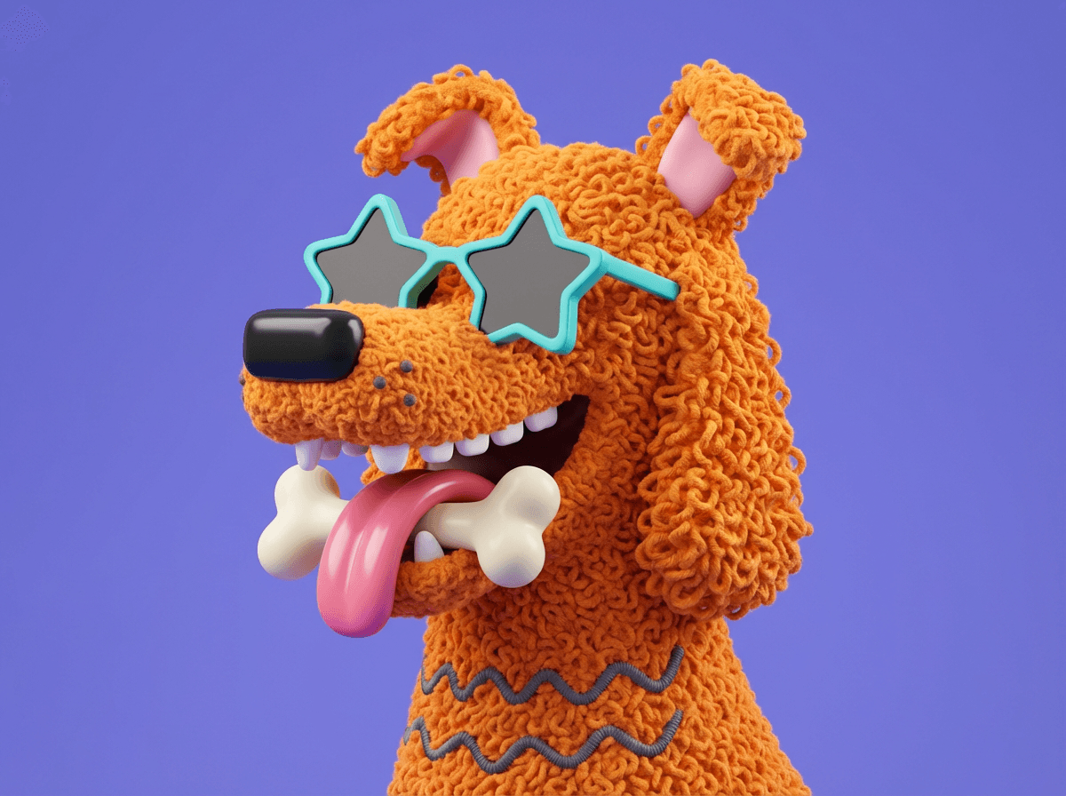 Funky 3D dog with sunglasses